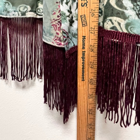 Loop 18 Sheer Kimono Fringe Hem Boho Hippie Women’s Size 17/19 Floral - Picture 8 of 9